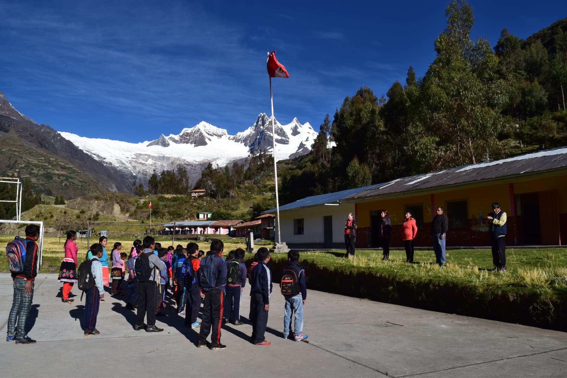 Andean community beneath the mountains